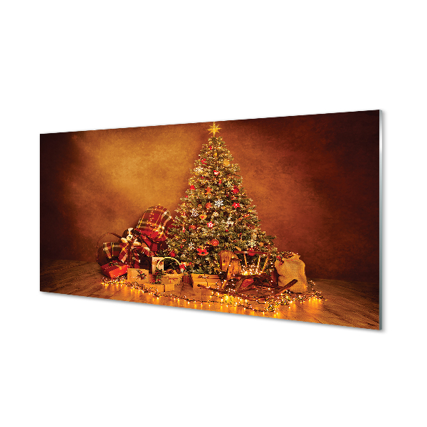 Stenska plošča za kuhinjo Božič luči dekoracijo daril