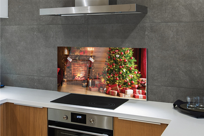 Stenska plošča za kuhinjo Kamin darila božična drevesa luči
