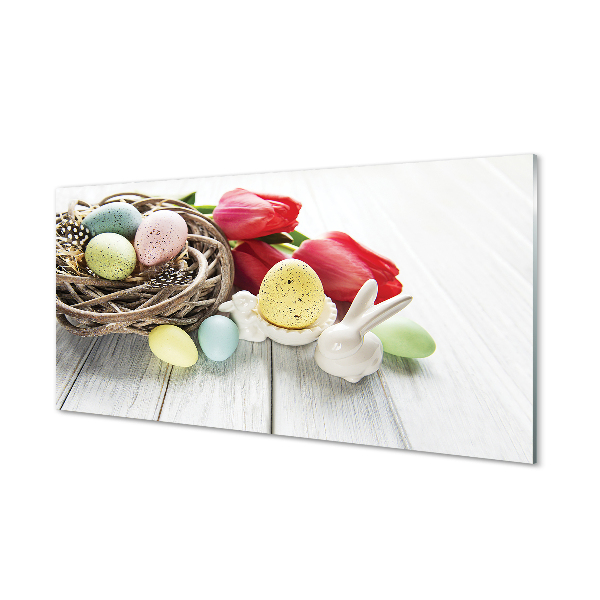 Stenska plošča za kuhinjo Jajca tulipani