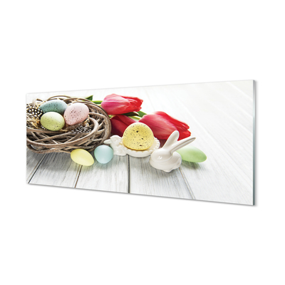 Stenska plošča za kuhinjo Jajca tulipani