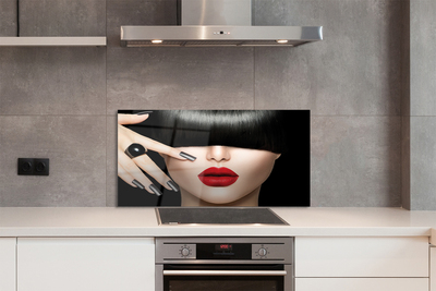 Zidna obloga za kuhinju Ženska šiška rdeče ustnice