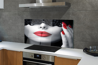 Zidna obloga za kuhinju Rdeče ustnice ženska
