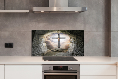 Stenska plošča za kuhinjo Jama svetlobe cross jezus