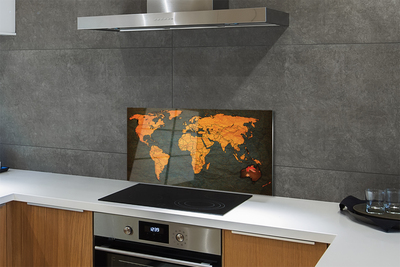 Stenska plošča za kuhinjo Zlato zemljevid