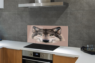 Stenska plošča za kuhinjo Poslikano volk