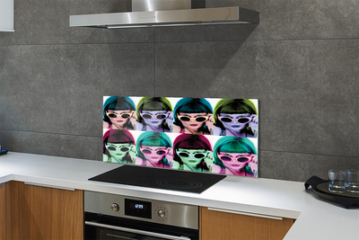 Zidna obloga za kuhinju Ženska obarvani lasje očala