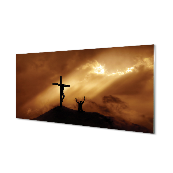 Stenska plošča za kuhinjo Jezus križ svetlobe