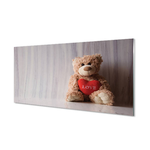 Zidna obloga za kuhinju Srce teddy bear