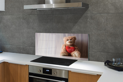 Zidna obloga za kuhinju Srce teddy bear