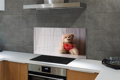 Zidna obloga za kuhinju Srce teddy bear