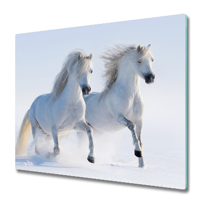 Steklena podloga za rezanje Dva konji v snegu