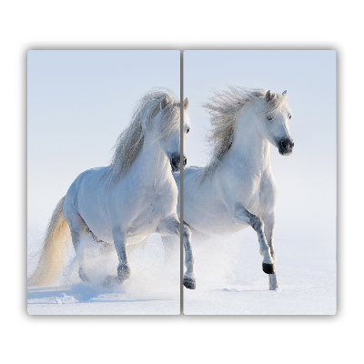 Steklena podloga za rezanje Dva konji v snegu