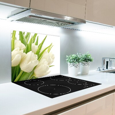 Steklena podloga za rezanje Bele tulipani