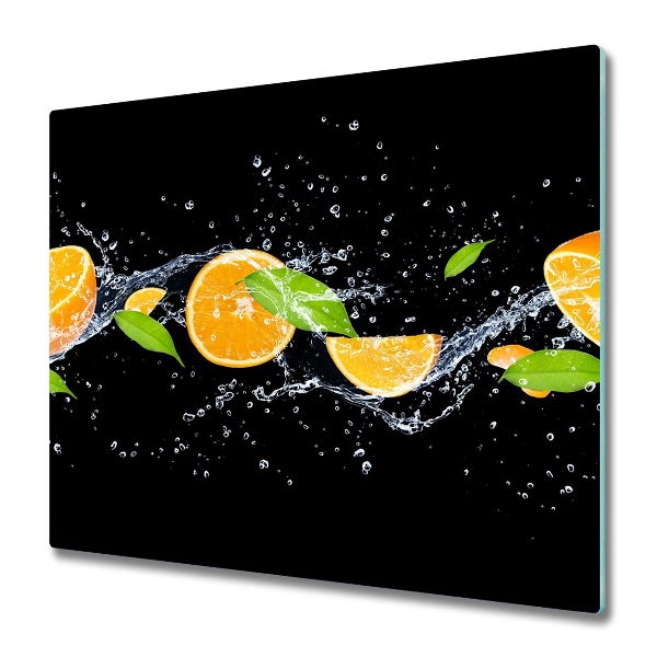 Steklena podloga za rezanje Oranžna in vode