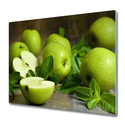 Steklena podloga za rezanje Zelena jabolka
