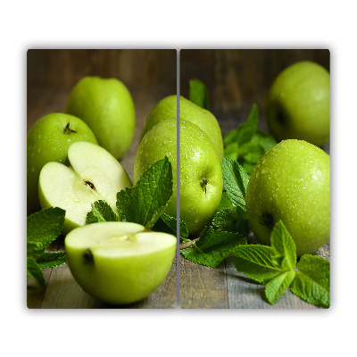 Steklena podloga za rezanje Zelena jabolka