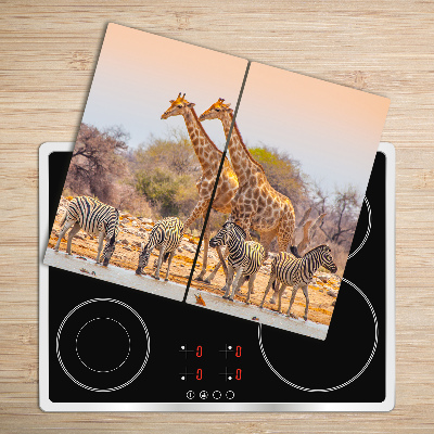 Steklena podloga za rezanje Žirafe in zebre