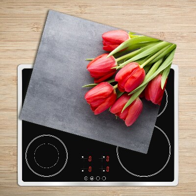 Steklena podloga za rezanje Rdeči tulipani