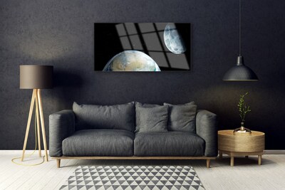 Slika na akrilnem steklu Zemlja moon vesolje