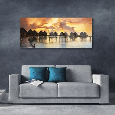 Slika na akrilnem steklu Sea sky počitniške hiše