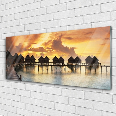 Slika na akrilnem steklu Sea sky počitniške hiše
