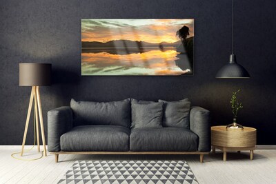 Slika na akrilnem steklu Voda sky mountain landscape