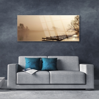Slika na akrilnem steklu Bridge vode megla landscape