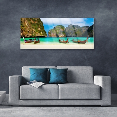 Slika na akrilnem steklu Plaža sea mountain landscape