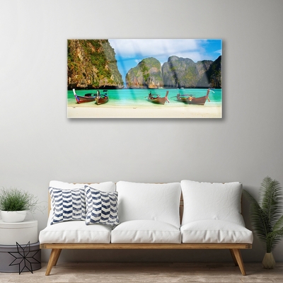 Slika na akrilnem steklu Plaža sea mountain landscape
