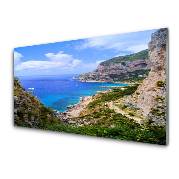 Slika na akrilnem steklu Sea beach mountain landscape