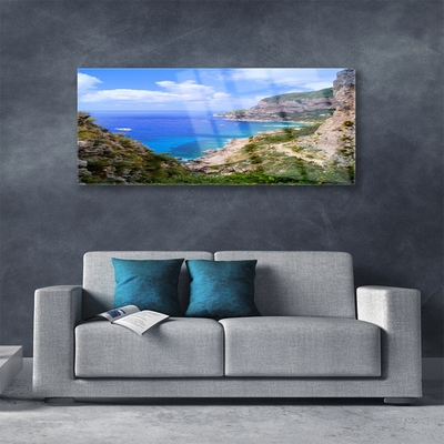 Slika na akrilnem steklu Sea beach mountain landscape