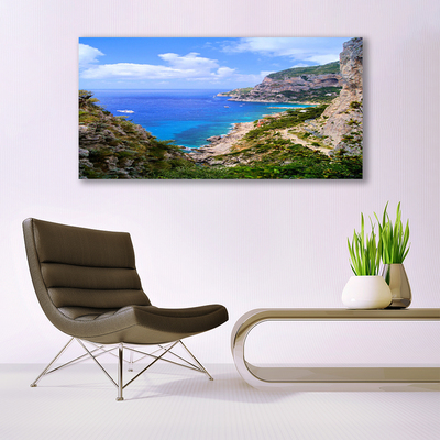 Slika na akrilnem steklu Sea beach mountain landscape
