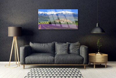 Slika na akrilnem steklu Travniškega cvetja mountain landscape