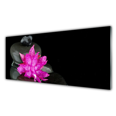 Slika na akrilnem steklu Flower črna stones