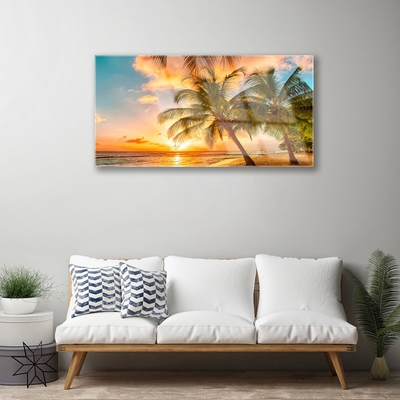 Slika na akrilnem steklu Palm tree morje landscape