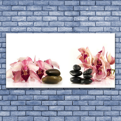 Slika na akrilnem steklu Flower stones art
