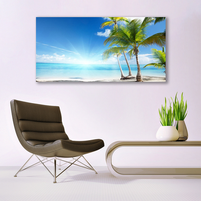 Slika na akrilnem steklu Palm tree morje landscape