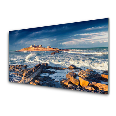 Slika na akrilnem steklu Morje stones landscape