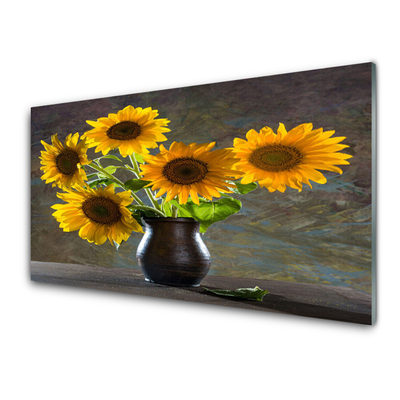 Slika na akrilnem steklu Sončnica vase rastlin