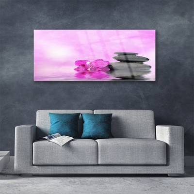 Slika na akrilnem steklu Pink flower art