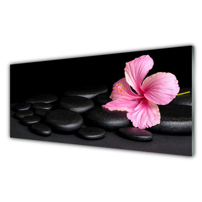 Slika na akrilnem steklu Črna stone flower