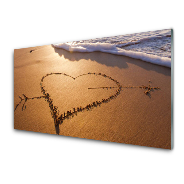 Slika na akrilnem steklu Sea beach heart art