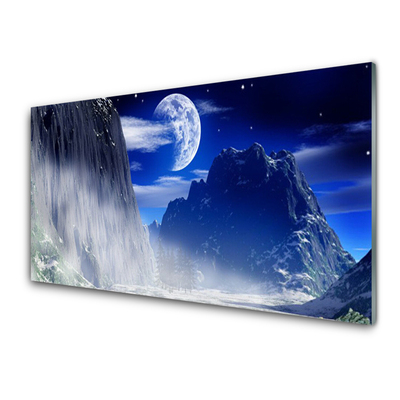 Slika na akrilnem steklu Noč luna mountain landscape