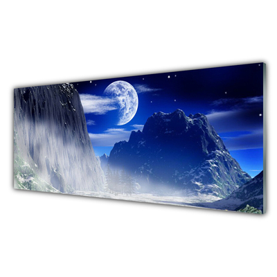 Slika na akrilnem steklu Noč luna mountain landscape