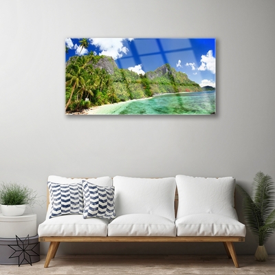 Slika na akrilnem steklu Beach mountain landscape