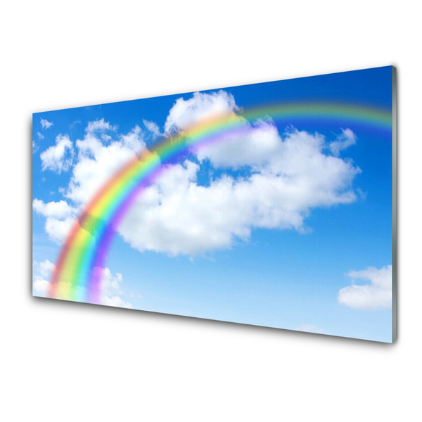 Slika na akrilnem steklu Rainbow sky oblaki narava