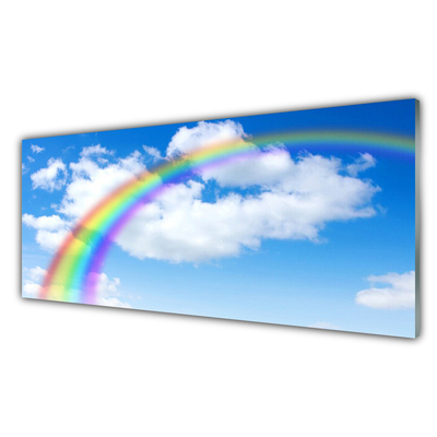 Slika na akrilnem steklu Rainbow sky oblaki narava
