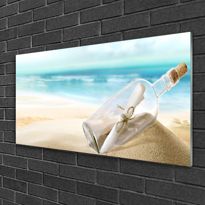 Slika na akrilnem steklu Plaža bottle art pismo