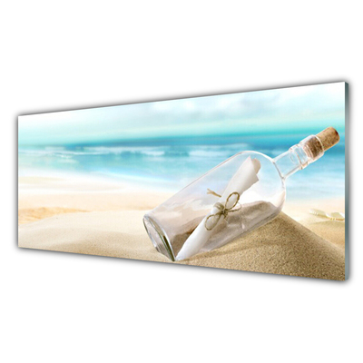 Slika na akrilnem steklu Plaža bottle art pismo