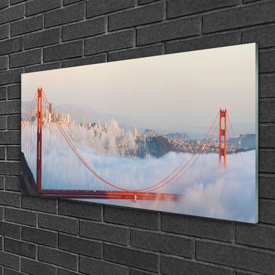 Slika na akrilnem steklu Arhitektura bridge oblaki